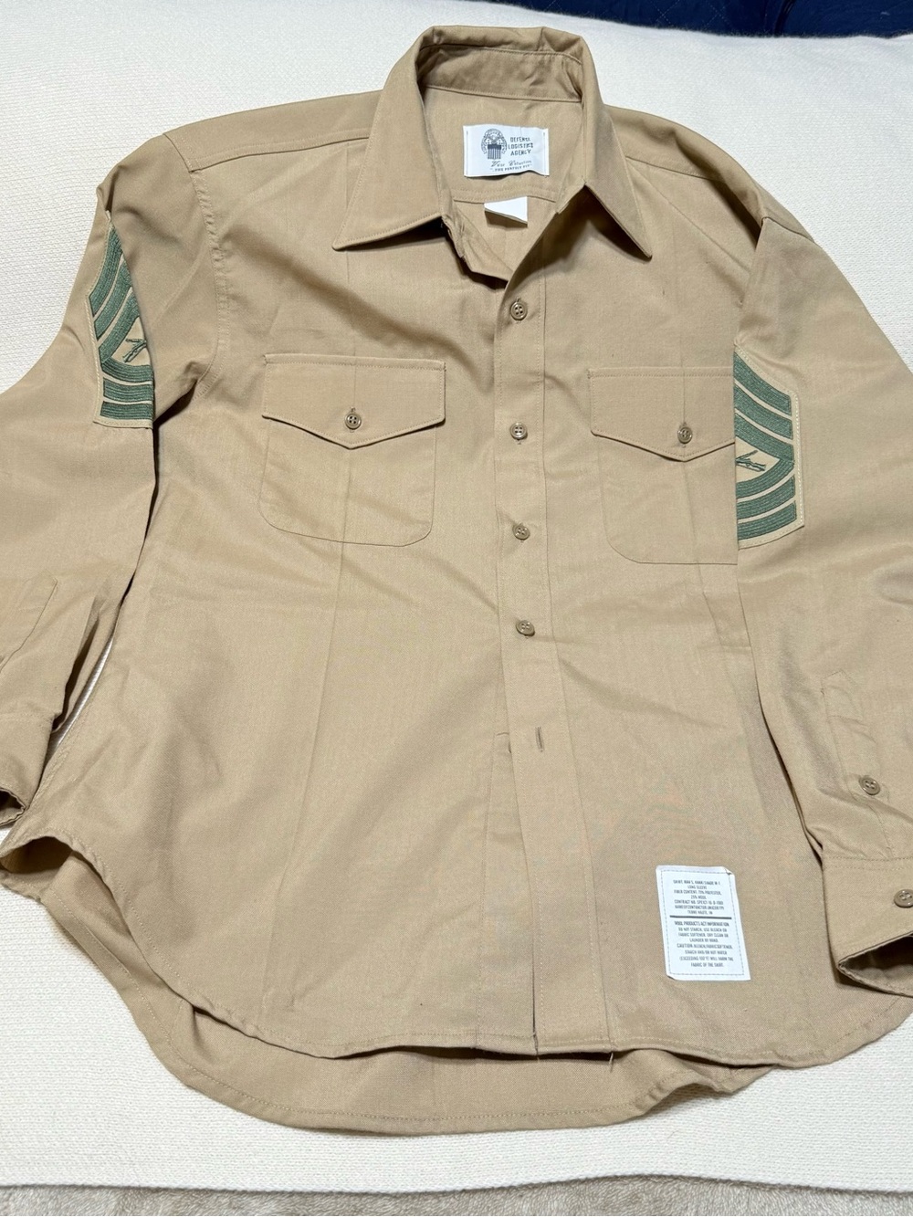Valor Collection Classic Khaki Long-Sleeve Work Shirt Militari size 16.5x33 New